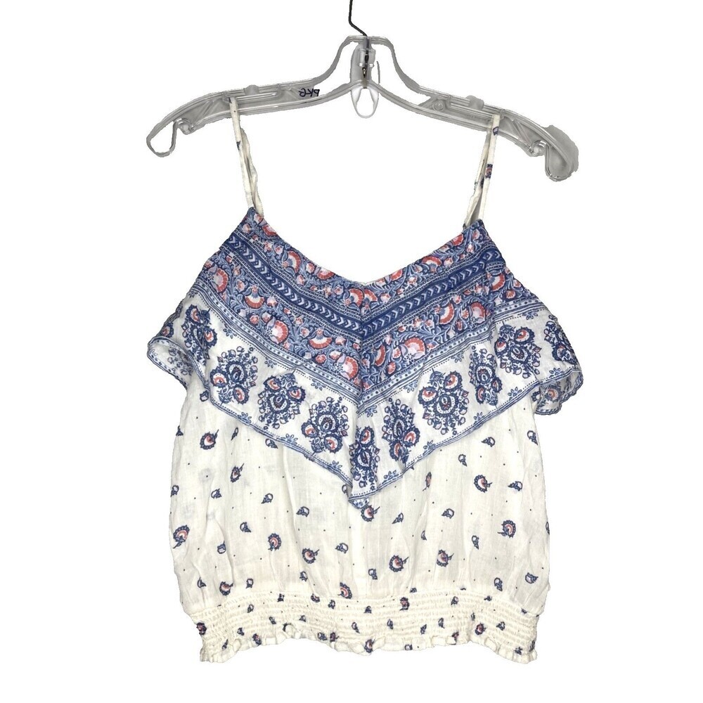 American Eagle Outfitters‎ Tank Women M Ruffle Tier Smocked Waist Adj Straps